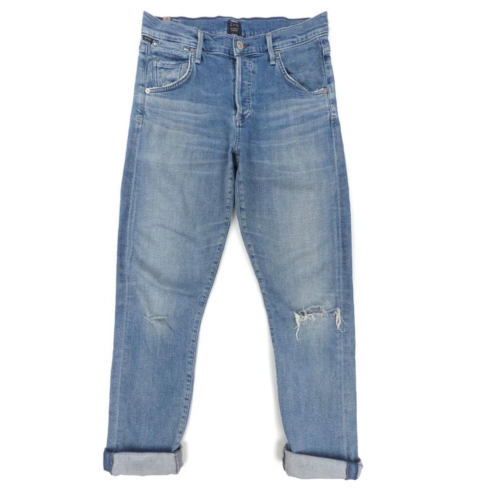 CITIZENS OF HUMANITY Emerson Slim Boyfriend Jeans Distressed Ankle Slouchy Boho